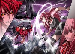 Rule 34 | 2girls, amaha masane, battle, breasts, commentary, crossover, elfen lied, himeamaha, large breasts, lucy (elfen lied), multiple girls, witchblade