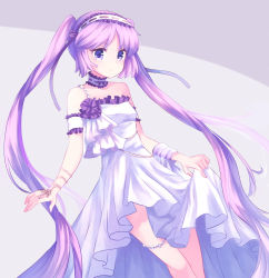 Rule 34 | 1girl, arm garter, bad id, bad pixiv id, bare shoulders, blush, breasts, choker, closed mouth, collarbone, corsage, cowboy shot, dress, euryale (fate), fate/grand order, fate/hollow ataraxia, fate (series), frilled choker, frilled dress, frills, hairband, highres, jewelry, lolita hairband, long hair, looking at viewer, parted bangs, purple eyes, purple hair, ribbon, sidelocks, sleeveless, sleeveless dress, small breasts, solo, twintails, very long hair, white dress, yanaki (yngaailg)