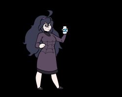 Rule 34 | 1girl, ahoge, animated, animated gif, artist request, breast expansion, breasts, creatures (company), drinking, game freak, gigantic breasts, hex maniac (pokemon), huge breasts, large breasts, nintendo, pokemon, pokemon xy, simple background, solo, source request, standing, white background