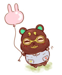 Rule 34 | 1boy, :3, animal crossing, animal ears, arms up, balloon, barefoot, bottomless, clay (animal crossing), closed eyes, facial mark, from above, full body, furry, furry male, hamster ears, happy, holding, male focus, maru usagi, motion lines, nintendo, open mouth, pocket, shirt, simple background, sketch, sleeveless, sleeveless shirt, smile, solo, standing, waving, white background, white shirt