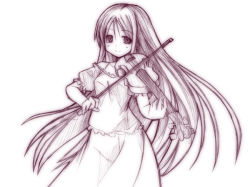 Rule 34 | 1girl, instrument, long hair, monochrome, original, purple theme, solo, violin, yuuki eishi