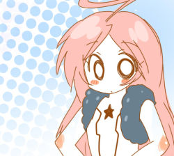 Rule 34 | 1girl, blush, eromame, female focus, flat color, halftone, halftone background, long hair, lowres, partially colored, pink hair, sf-a2 miki, solo, star (symbol), vocaloid