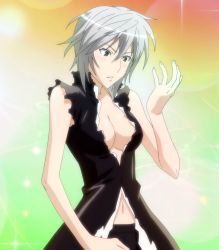 Rule 34 | 1girl, breasts, highres, homura (sekirei), red eyes, sekirei, short hair, solo, standing, stitched, third-party edit, torn clothes, white hair