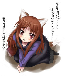 Rule 34 | 00s, animal ears, from above, holo, solo, spice and wolf, tail, tekehiro, translation request, wolf ears, wolf tail
