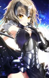 Rule 34 | 1girl, armor, bad id, bad pixiv id, blonde hair, blush, breasts, cleavage, fate/grand order, fate (series), headpiece, highres, jeanne d&#039;arc (fate), jeanne d&#039;arc alter (avenger) (fate), jeanne d&#039;arc alter (avenger) (third ascension) (fate), jeanne d&#039;arc alter (fate), nekodayo22, no panties, ruler (fate/grand order), smile, solo, yellow eyes