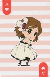 Rule 34 | 1girl, ace (playing card), ace of hearts, animated, animated gif, card, chibi, don&#039;t say &quot;lazy&quot;, food, fruit, heart, hirasawa yui, jack (playing card), jack of hearts, k-on!, king (playing card), king of hearts (playing card), lowres, magic trick, orange (fruit), pantyhose, playing card, queen (playing card), queen of hearts (playing card), solo, striped clothes, striped pantyhose