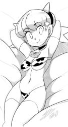 Rule 34 | 1girl, bigdead, breasts, cleavage, creatures (company), game freak, gym leader, highres, looking at viewer, monochrome, navel, nintendo, pokemon, whitney (pokemon), wide hips