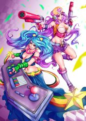 Rule 34 | 2girls, absurdres, alternate costume, arcade (league of legends), highres, league of legends, multiple girls, nail polish, miss fortune (league of legends), sona (league of legends), torn s