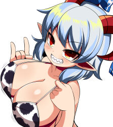 Rule 34 | 1girl, animal ears, breasts, cow ears, gero zoukin, goat horns, highres, horns, large breasts, pointy ears, solo, touhou, toutetsu yuuma