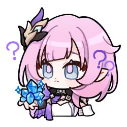 Rule 34 | 1girl, :&lt;, ?, artist request, blue eyes, closed mouth, crystal, elysia (honkai impact), elysia (miss pink elf) (honkai impact), hair between eyes, hair ornament, holding, honkai (series), honkai impact 3rd, long hair, looking at object, official art, pink hair, pointy ears, solo, transparent background