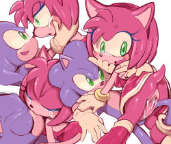 Rule 34 | 1boy, 1girl, absurdres, amy rose, anus, ass, cowgirl position, cum, cum in pussy, dress, furry, girl on top, gloves, green eyes, hetero, highres, kiss, no panties, open mouth, penis, pussy, sega, sex, simple background, sonic (series), sonic the hedgehog, straddling, tears, tory (tory29), uncensored, vaginal, wavy mouth, white background