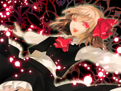 Rule 34 | 1girl, bad id, bad pixiv id, blonde hair, embodiment of scarlet devil, female focus, hair ribbon, nod, open mouth, outstretched arms, ribbon, rumia, short hair, skirt, skirt set, solo, touhou