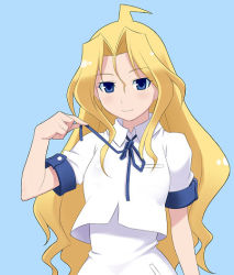 Rule 34 | 00s, ahoge, blonde hair, blue eyes, long hair, maruto!, ryuumonbuchi touka, saki (manga), school uniform, solo