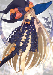 Rule 34 | 1girl, abigail williams (fate), abigail williams (second ascension) (fate), absurdres, asymmetrical legwear, black bow, black hat, black panties, black thighhighs, bow, breasts, fate/grand order, fate (series), hat, hat bow, highres, keyhole, long hair, orange bow, panties, red eyes, revealing clothes, single thighhigh, skull print, small breasts, smile, solo, stuffed animal, stuffed toy, teddy bear, thighhighs, topless, underwear, uneven legwear, very long hair, witch hat