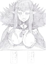 Rule 34 | 1girl, bare shoulders, blush, breasts, choker, cum, ejaculation, elbow gloves, facial, fate/apocrypha, fate (series), fur, gloves, long hair, monochrome, nipples, open mouth, paizuri, pointy ears, semiramis (fate)