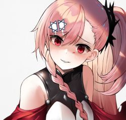 Rule 34 | 1girl, blush, braid, breasts, girls&#039; frontline, hairband, hei d, hexagram, long hair, looking at viewer, negev (girls&#039; frontline), pink hair, red eyes, simple background, smile, solo, solo focus, star of david, tagme, white background