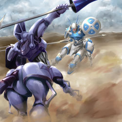 Rule 34 | centaur, kemi433, kikou-kai galient, lance, mecha, no humans, polearm, promaxis, robot, shield, taur, weapon