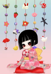 Rule 34 | 00s, black hair, enma ai, japanese clothes, jigoku shoujo, kimono, lowres, red eyes