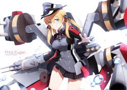 Rule 34 | 10s, blonde hair, blue eyes, ello, gloves, hair ornament, hat, highres, kantai collection, peaked cap, prinz eugen (kancolle), smile, solo, twintails