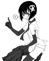 Rule 34 | 98-tan, angry, bob cut, changing, dressing, elbow gloves, gloves, greyscale, lowres, monochrome, os-tan, panties, satou atsuki, solo, thighhighs, underwear