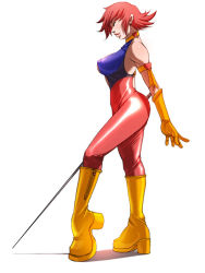 Rule 34 | 1girl, armband, boots, breasts, choker, cutie honey, cutie honey (character), covered erect nipples, falcoon, gloves, heart, high heels, kisaragi honey, lips, magical girl, pink hair, shoes, short hair, solo, spandex, sword, toei animation, weapon