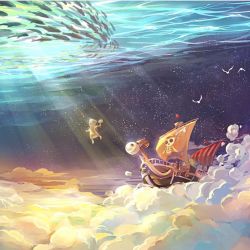 Rule 34 | bird, cloud, fish, flying, going merry, one piece, ship, space, underwater, watercraft