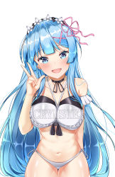 Rule 34 | 1girl, :d, absurdres, aqua eyes, aqua hair, arm behind back, artist name, bikini, black bra, black choker, blue eyeshadow, blue hair, blush, bow, bow bikini, bow bra, bowtie, bra, breasts, choker, clip studio paint (medium), collarbone, commentary, commission, crymsie, english commentary, eyeshadow, frilled bikini, frills, gradient hair, hair ornament, hair ribbon, hairband, hand up, happy, head tilt, highres, large breasts, leaning forward, lipstick, long hair, looking at viewer, makeup, multicolored hair, navel, one-piece swimsuit, open mouth, panties, pink bow, re:zero kara hajimeru isekai seikatsu, rem (re:zero), ribbon, shiny lips, shiny skin, side-tie panties, simple background, smile, swimsuit, two-tone bra, two-tone hair, underwear, w, white background, white bra, white one-piece swimsuit, x hair ornament