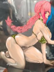 Rule 34 | 1girl, ass, breasts, butt crack, cleavage, gmotida, huge breasts, large breasts, long hair, one piece, rebecca (one piece)
