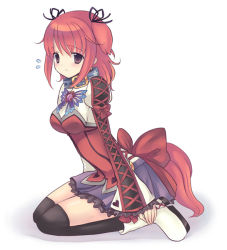 Rule 34 | 1girl, animal ears, bad id, bad pixiv id, boots, cheria barnes, choker, collar, dog ears, full body, kneeling, long hair, namco, pink eyes, pink hair, purple skirt, skirt, solo, tail, tales of (series), tales of graces, teu (navy), thighhighs, white background