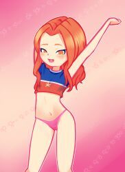 Rule 34 | 1girl, blush, digimon, drantyno, female focus, highres, looking at viewer, open mouth, panties, smile, solo, star (symbol), tachikawa mimi, underwear