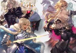 Rule 34 | 4girls, absurdres, are, armor, armored dress, artoria pendragon (all), artoria pendragon (fate), braid, braided bun, breastplate, breasts, cape, fate/grand order, fate (series), french braid, fur-trimmed cape, fur trim, gauntlets, glowing, glowing sword, glowing weapon, hair bun, highres, holding, holding sword, holding weapon, huge filesize, jeanne d&#039;arc (fate), jeanne d&#039;arc (ruler) (fate), jeanne d&#039;arc (third ascension) (fate), jeanne d&#039;arc alter (avenger) (fate), jeanne d&#039;arc alter (fate), large breasts, multiple girls, or, peperon (peperou), saber (fate), saber alter, sword, weapon