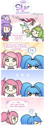 Rule 34 | 5girls, angry, blue hair, comic, dated, english text, female focus, gradient background, green hair, highres, janna (league of legends), jinx (league of legends), kuro (league of legends), league of legends, lulu (league of legends), lux (league of legends), magical girl, multiple girls, pink hair, pix (league of legends), poppy (league of legends), purple hair, red hair, school uniform, shiro (league of legends), skirt, star guardian (league of legends), star guardian janna, star guardian jinx, star guardian lulu, star guardian lux, star guardian poppy, tears, twintails, uniform, yordle, zephyr (league of legends)