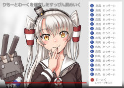 Rule 34 | 1girl, amatsukaze (kancolle), brown dress, brown eyes, dress, hair tubes, hat, kantai collection, lifebuoy ornament, long hair, looking at viewer, mayura (lucadia), mini hat, rensouhou-kun, sailor dress, silver hair, smile, smokestack hair ornament, translation request, two side up, upper body