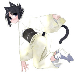 Rule 34 | 1girl, aka ume, animal ears, cat ears, cat tail, feet, glasses, japanese clothes, kimono, solo, tabi, tail