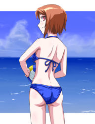 Rule 34 | 00s, ass, back, ball, bare back, bikini, brown hair, kurai (cry), looking back, red eyes, rozen maiden, short hair, solo, souseiseki, swimsuit, volleyball, volleyball (object)
