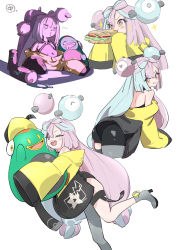 Rule 34 | + +, ..., 1girl, absurdres, ass, asymmetrical legwear, back, bare shoulders, bellibolt, bike shorts, black jacket, black shorts, blue hair, bow-shaped hair, can, character hair ornament, creatures (company), drooling, eating, feet up, food, game freak, gen 1 pokemon, grey footwear, hair ornament, heart, heart-shaped pupils, highres, hug, iono (pokemon), jacket, legs, light blue hair, long sleeves, magnemite, mismatched legwear, multicolored hair, multiple views, nintendo, ocha (popopogg), one eye closed, pink hair, pokemon, pokemon (creature), pokemon sv, sandwich, sharp teeth, shorts, signature, simple background, sleeping, sleeves past fingers, sleeves past wrists, smile, split-color hair, square pupils, submarine sandwich, symbol-shaped pupils, teeth, thigh strap, thighs, two-tone hair, white background, x, yellow jacket