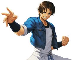 Rule 34 | black eyes, bracelet, brown hair, jacket, jewelry, non-web source, open clothes, open jacket, shirt, standing, the king of fighters, white shirt