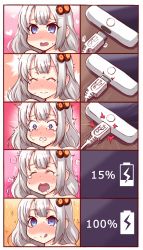 Rule 34 | 1girl, :q, blue eyes, blush, cellphone, charger, charging device, comic, drooling, electric plug, electrical outlet, hair ornament, heart, highres, implied sex, kanon (kurogane knights), kizuna akari, licking lips, long hair, naughty face, open mouth, phone, saliva, silent comic, silver hair, smartphone, smile, solo, sparkle, sweat, tears, tongue, tongue out, voiceroid