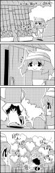 Rule 34 | 1girl, 4koma, animal ears, bow, carrying overhead, cirno, comic, commentary request, door, futatsuiwa mamizou, glasses, greyscale, hair bow, hat, highres, letty whiterock, monochrome, person on tail, pince-nez, raccoon ears, raccoon tail, scarf, short hair, shoujo kitou-chuu, smile, tail, tani takeshi, touhou, translation request, watering, watering can, yukkuri shiteitte ne
