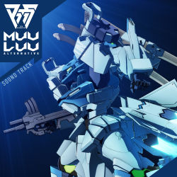 Rule 34 | 3d, album cover, clenched hand, copyright name, cover, gun, holding, holding gun, holding weapon, logo, mecha, muv-luv, muv-luv alternative, muv-luv alternative (anime), no humans, official art, robot, science fiction, solo, sword, tactical surface fighter, thrusters, type 97 fubuki, weapon, weapon on back