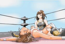 Rule 34 | 2girls, artist request, catfight, competition swimsuit, multiple girls, one-piece swimsuit, sweat, swimsuit, tagme, wrestling