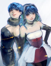 Rule 34 | 2girls, bare shoulders, blue hair, choker, elbow gloves, fancy lala, fancy lala (character), fur, gloves, ky (adioos), lips, md5 mismatch, multiple girls, red eyes, shinohara miho