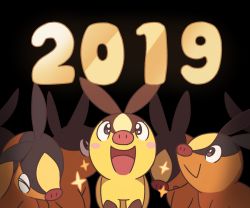 Rule 34 | 2019, :&gt;, :d, alternate color, blush stickers, closed eyes, commentary, creatures (company), game freak, gen 5 pokemon, looking up, nintendo, no humans, open mouth, pokemon, pokemon (creature), shiny and normal, shiny pokemon, smile, sparkle, ssalbulre, tepig, tongue