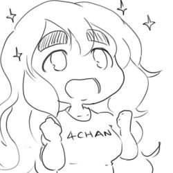 Rule 34 | 4chan, drawfag, eyebrows, k-on!, kotobuki tsumugi, long hair, monochrome, open mouth, shirt