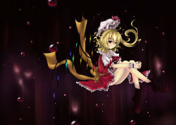 Rule 34 | 1girl, blonde hair, blouse, cloudy.r, embodiment of scarlet devil, female focus, flandre scarlet, from side, hair between eyes, hat, mob cap, red eyes, shirt, side ponytail, solo, touhou, white hat, white shirt, wings, zzz36951