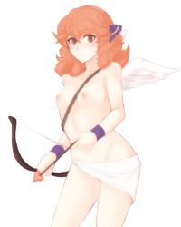 Rule 34 | bow (weapon), fire emblem, fire emblem echoes: shadows of valentia, genny (fire emblem), nintendo, nipples, skirt, solo, topless, transparent background, tridisart, weapon, white skirt, wings