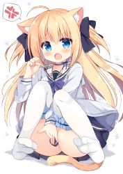 Rule 34 | !, !!, 1girl, :o, ahoge, anger vein, animal ear fluff, animal ears, ass, between legs, black bow, black dress, blonde hair, blue eyes, blush, bow, cat ears, cat girl, cat tail, choker, dress, fang, fingernails, frilled thighhighs, frills, full body, grey jacket, hair between eyes, hair bow, hand between legs, hand up, highres, jacket, kujou danbo, long hair, long sleeves, looking at viewer, md5 mismatch, moneko-chan, no shoes, open clothes, open jacket, open mouth, original, plaid, plaid sailor collar, purple choker, resolution mismatch, ribbon choker, sailor collar, sailor dress, shadow, sleeves past wrists, soles, solo, source larger, spoken anger vein, sweat, tail, tears, thighhighs, two side up, very long hair, white background, white thighhighs