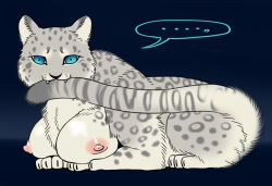 Rule 34 | 1girl, artist request, blue eyes, breasts, copyright request, female focus, full body, furry, furry female, leopard, nipples, solo, tagme