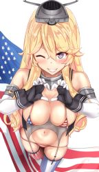 Rule 34 | 10s, 1girl, american flag, american flag bikini, american flag legwear, american flag panties, bare shoulders, bikini, blonde hair, blue eyes, blush, breasts, cleavage, collar, commentary, corset, elbow gloves, eyebrows, flag print, garter belt, garter straps, gloves, grin, headgear, heart, heart hands, iowa (kancolle), kantai collection, large breasts, lips, long hair, looking at viewer, micro bikini, navel, one eye closed, shiny skin, shirt, skindentation, smile, solo, star-shaped pupils, star (symbol), striped clothes, striped thighhighs, swimsuit, symbol-shaped pupils, teeth, thighhighs, united states, untue, vertical-striped clothes, vertical-striped thighhighs, white gloves, wink, wrist cuffs