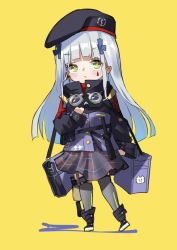 Rule 34 | 1girl, aamond, chibi, girls&#039; frontline, hk416 (girls&#039; frontline), looking at viewer, solo, standing, thighhighs, yellow background